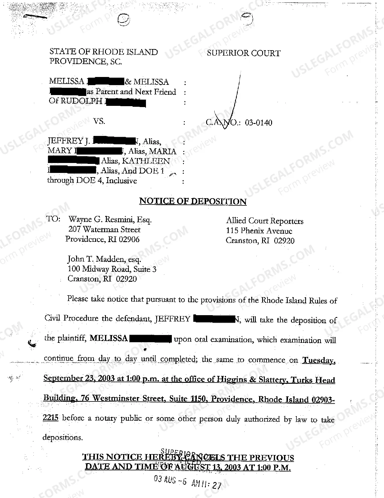 Preview A13 Notice of Deposition of Plaintiff