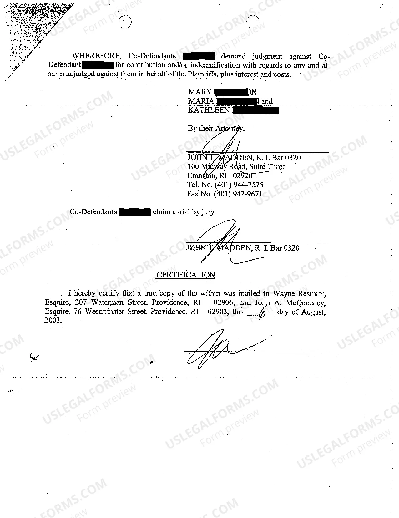 Preview A17 Co-Defendant's Crossclaim Against Defendant