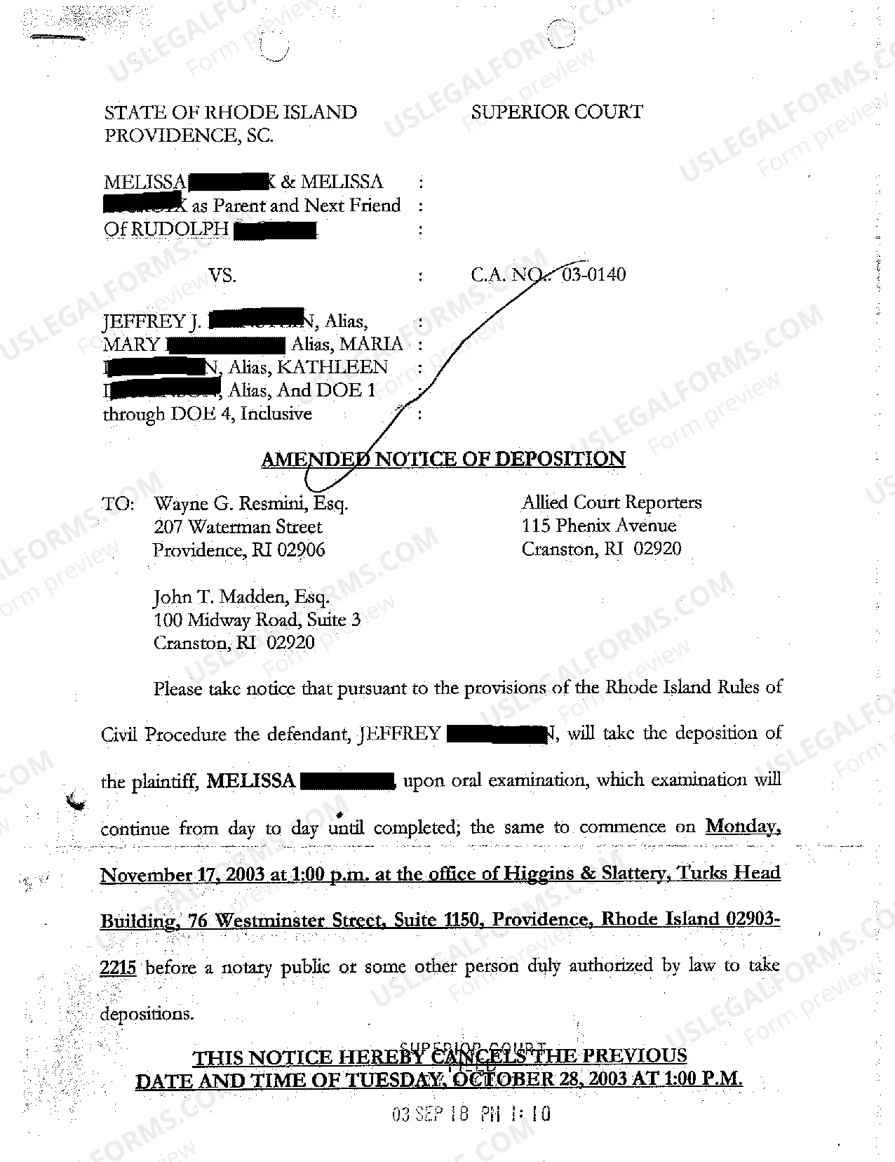 Preview A20 Defendant's Amended Notice of Deposition of Plaintiff