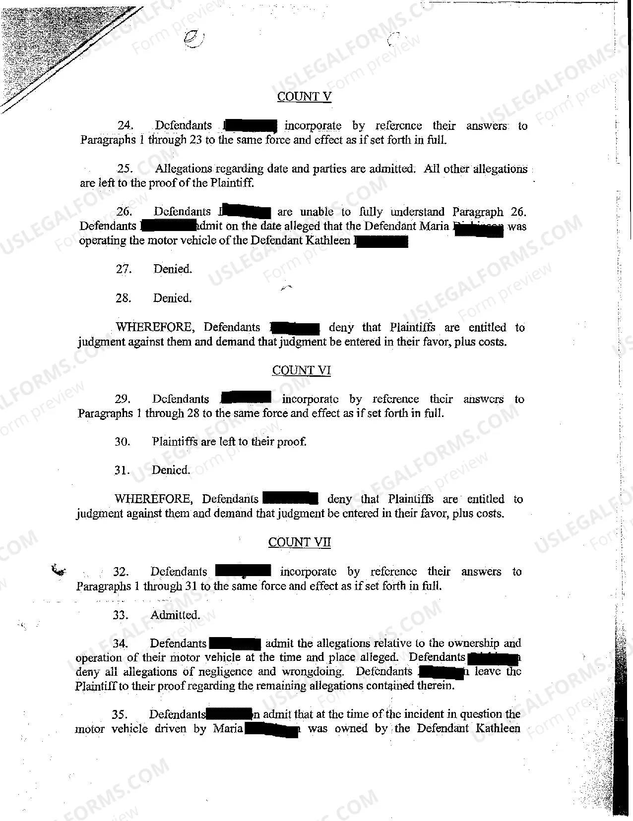 Preview A25 Answer of Co-Defendant to Plaintiffs' Amended Complaint