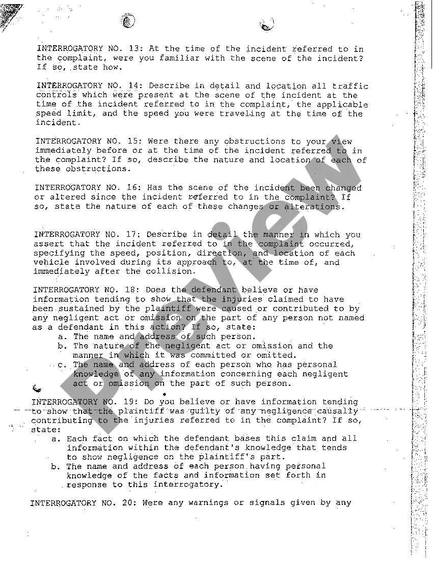 Preview A40 Interrogatories Propounded to the Defendant by the Plaintiff