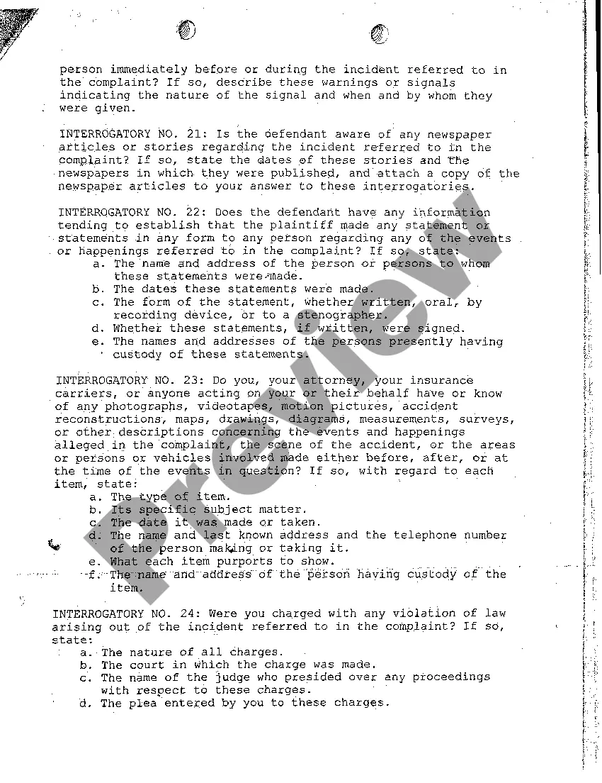 Preview A40 Interrogatories Propounded to the Defendant by the Plaintiff