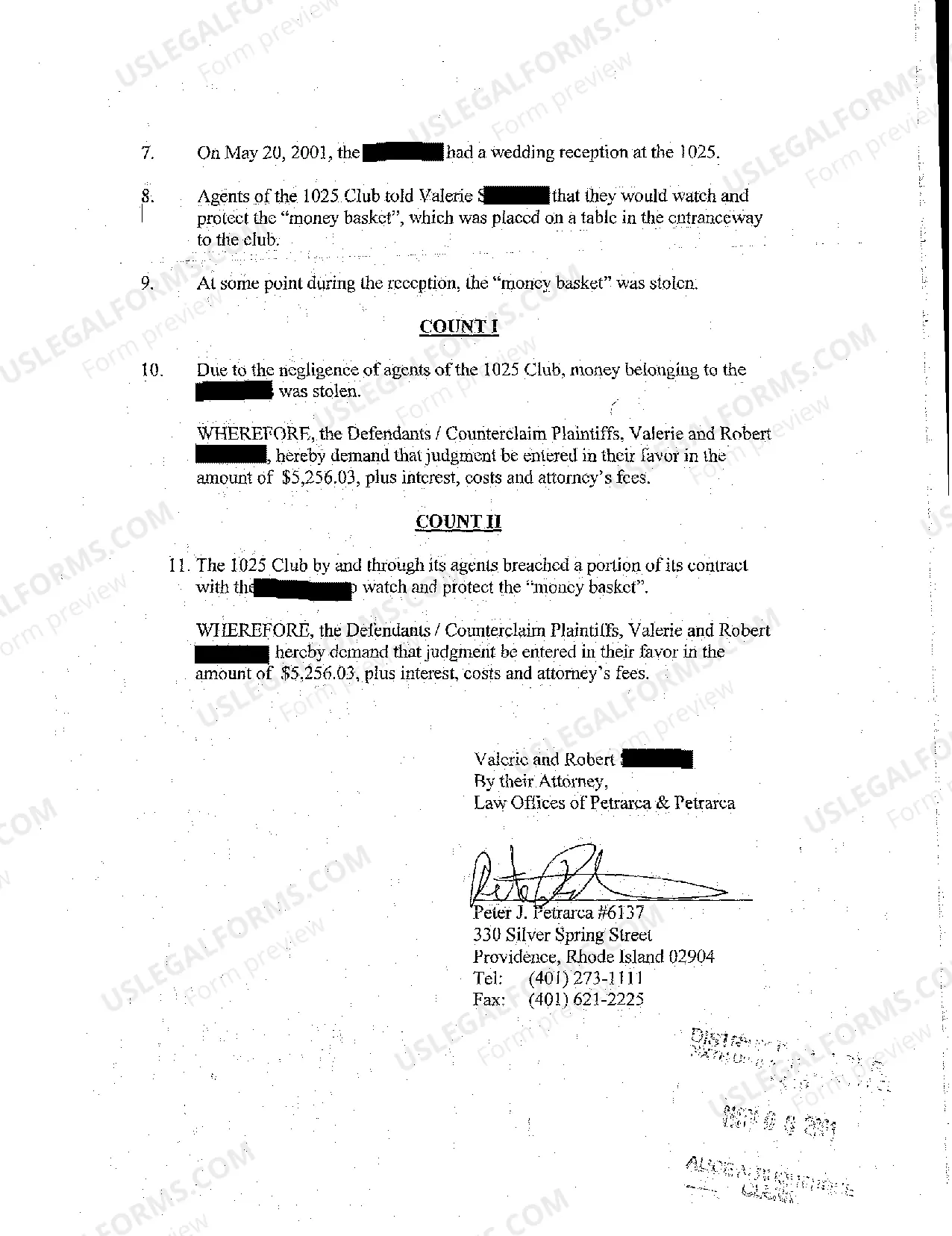 Preview A03 Answer to Plaintiff's Complaint and Defendants' Counterclaim