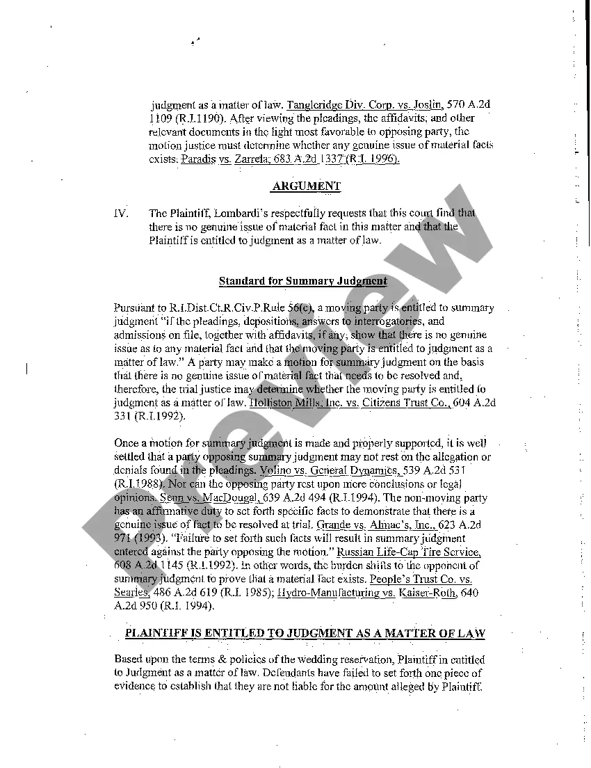 Preview A13 Plaintiff's Memorandum in Support of Its Motion for Summary Judgment