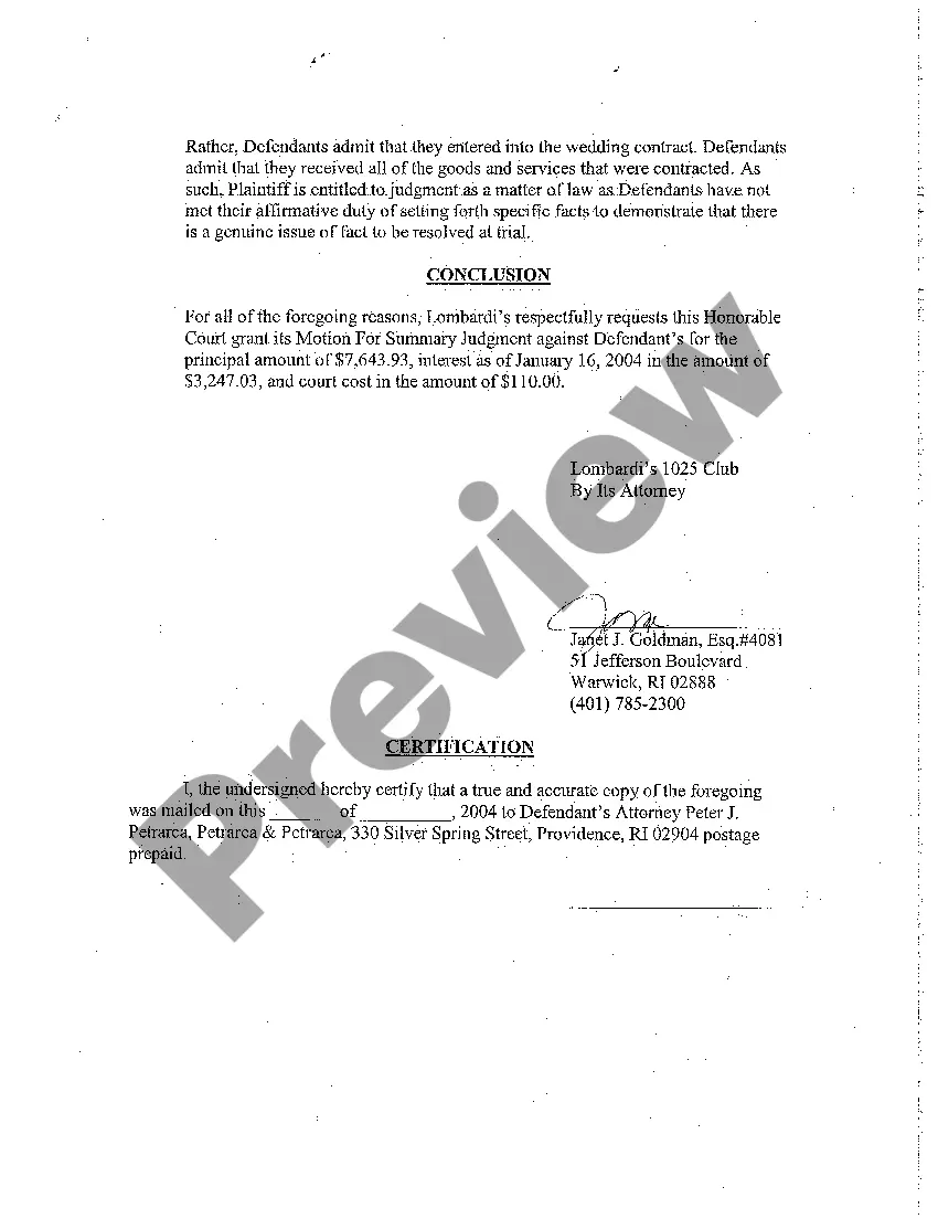 Preview A13 Plaintiff's Memorandum in Support of Its Motion for Summary Judgment