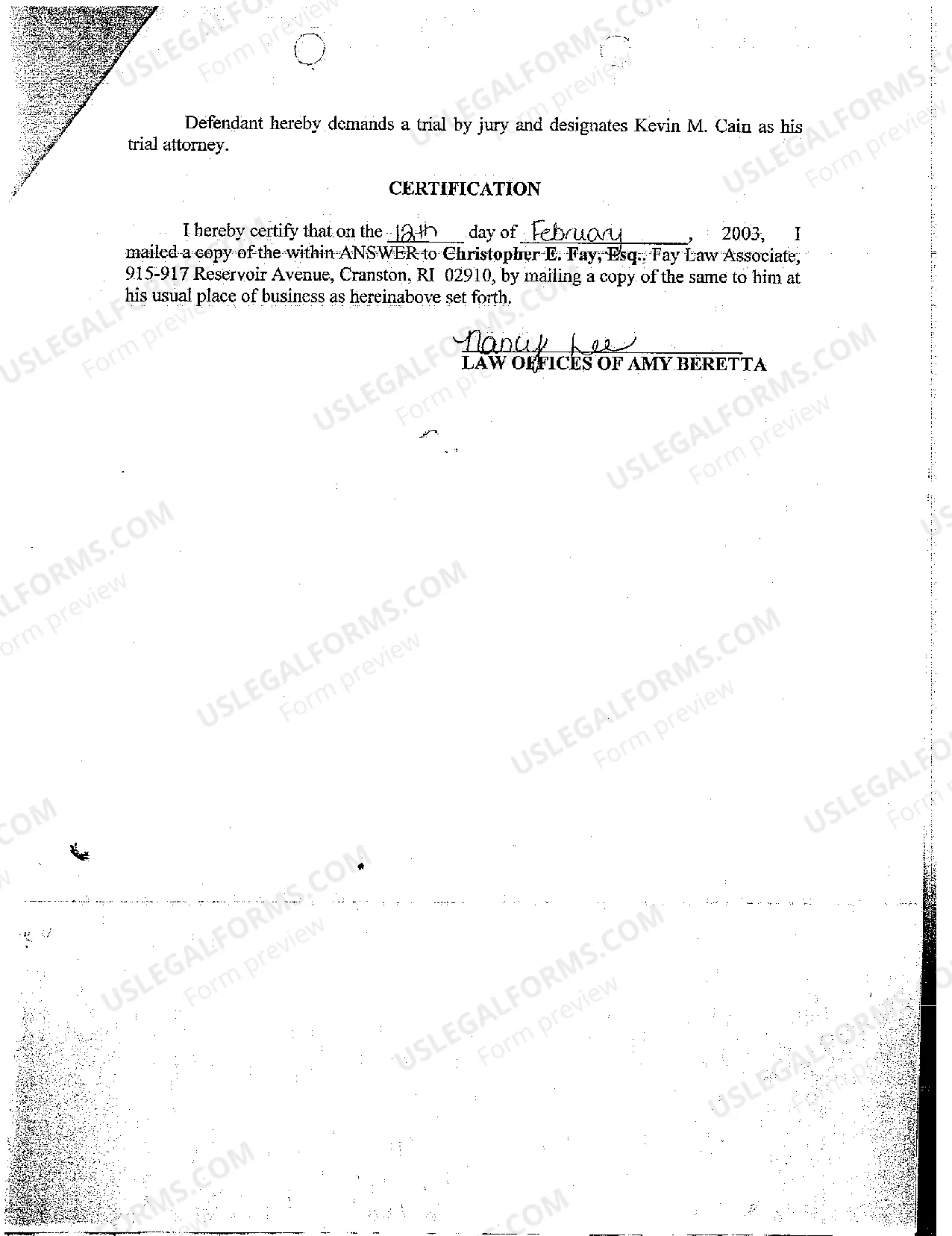 Preview A04 Defendant's Answer to Plaintiff's Complaint