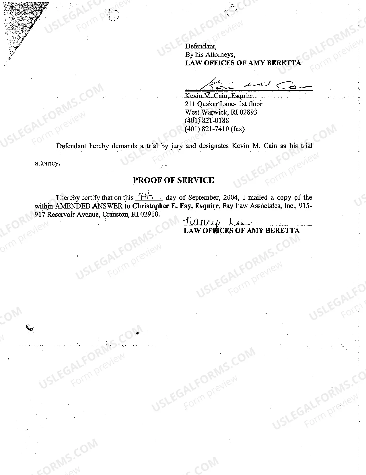 Preview A35 Defendant's Amended Answer to Plaintiff's Complaint