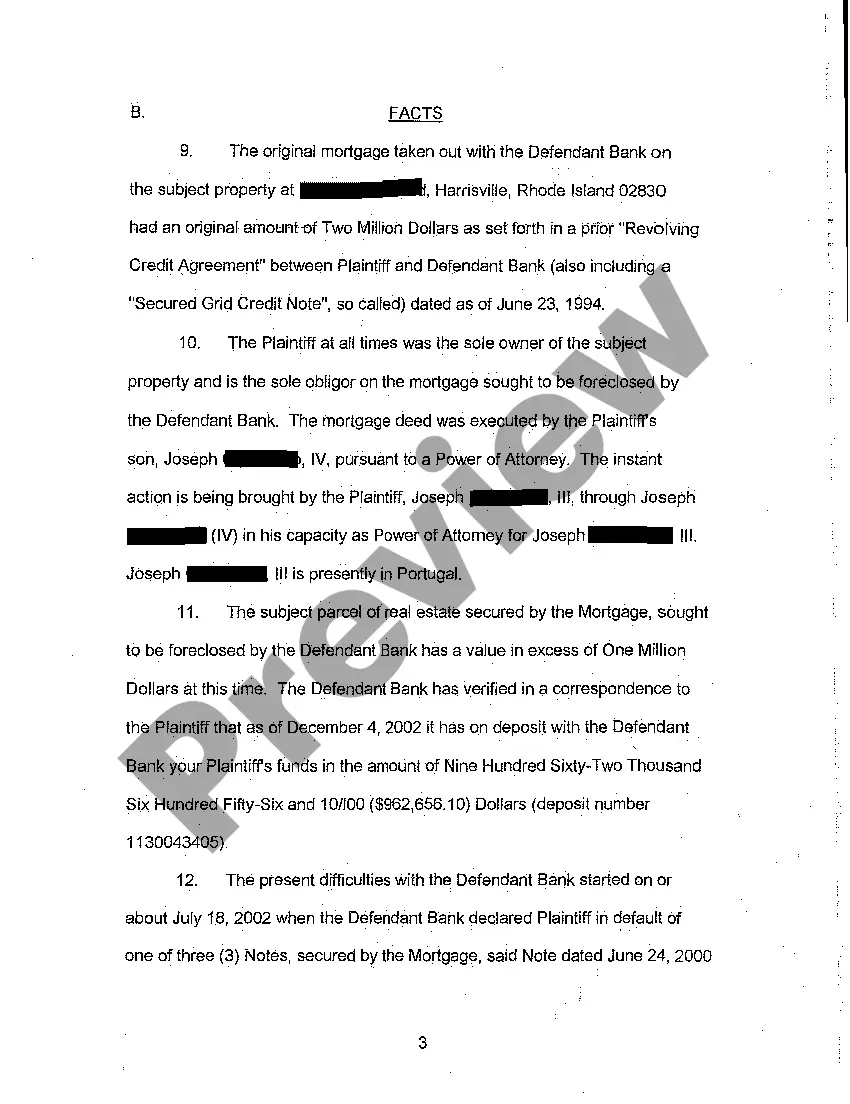 Preview A01 Amended Complaint for Injunctive Relief Stopping Foreclosure Sale of Property Because No Accounting on Mortgage Given