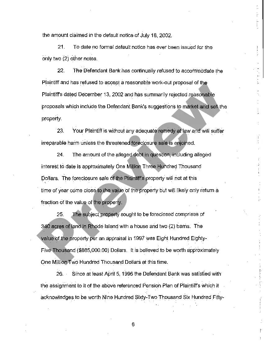 Preview A01 Amended Complaint for Injunctive Relief Stopping Foreclosure Sale of Property Because No Accounting on Mortgage Given