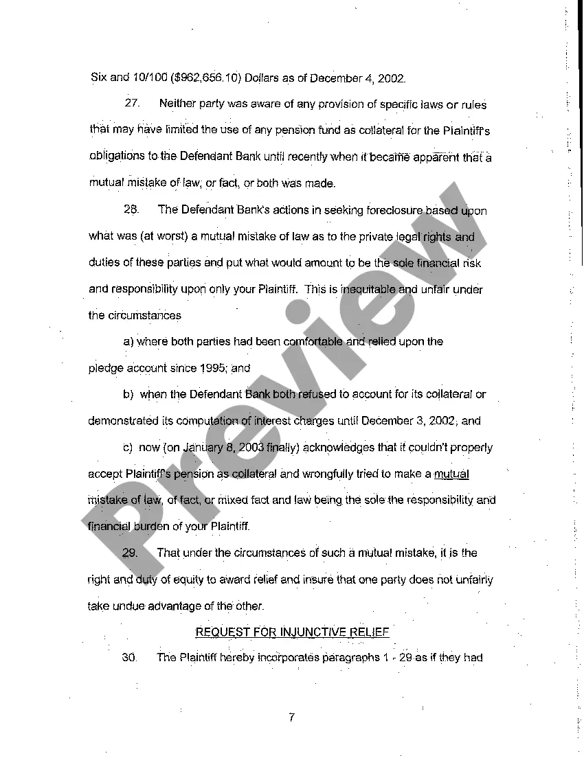 Preview A01 Amended Complaint for Injunctive Relief Stopping Foreclosure Sale of Property Because No Accounting on Mortgage Given
