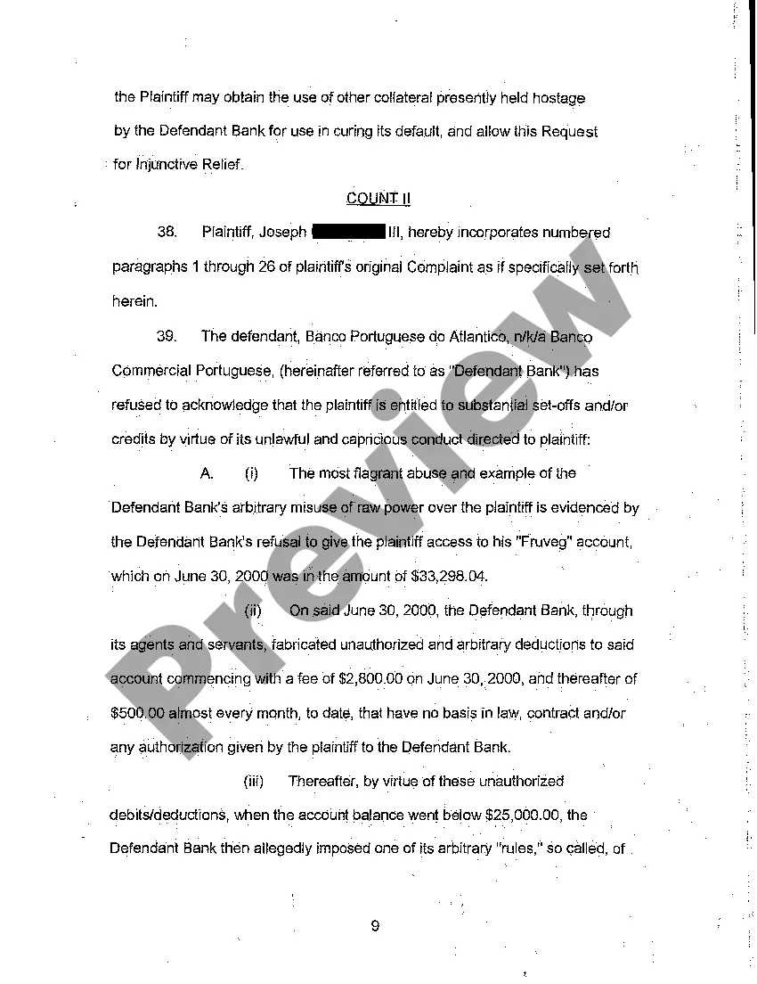 Preview A01 Amended Complaint for Injunctive Relief Stopping Foreclosure Sale of Property Because No Accounting on Mortgage Given