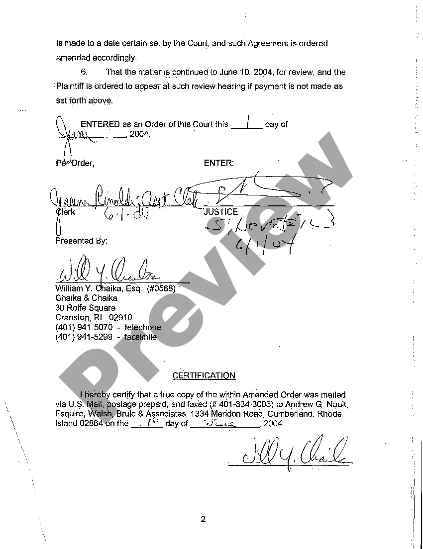 Preview A13 Amended Order for Defendant to Clarify Ambiguities Dealing with Implementation of Complex Agreements