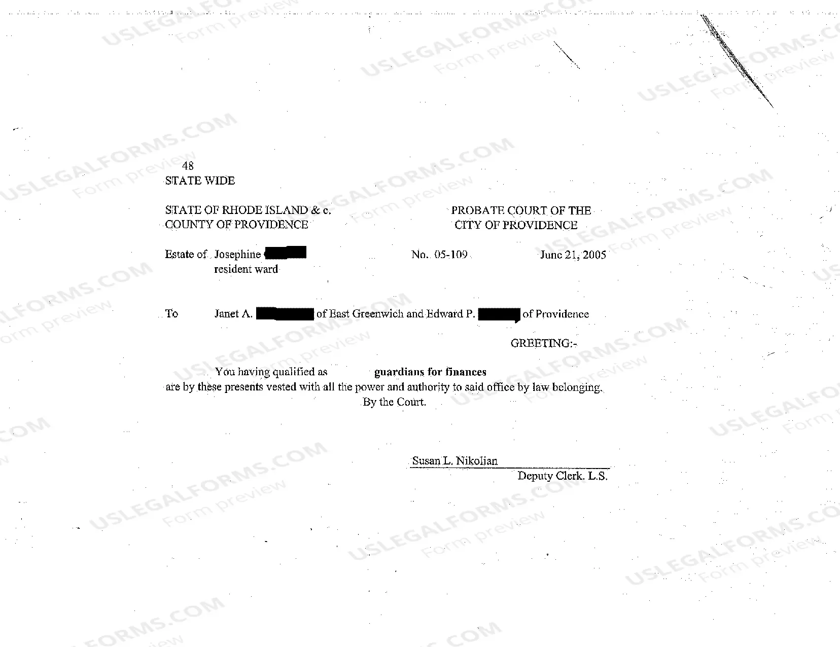 Preview A03 Universal Letter of Guardian for Finances of Estate