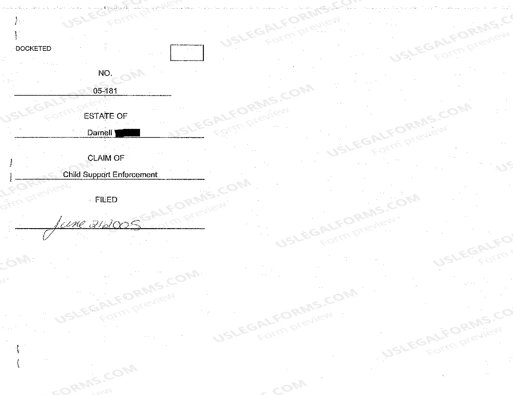 Preview A01 Form for Claim Against Estate