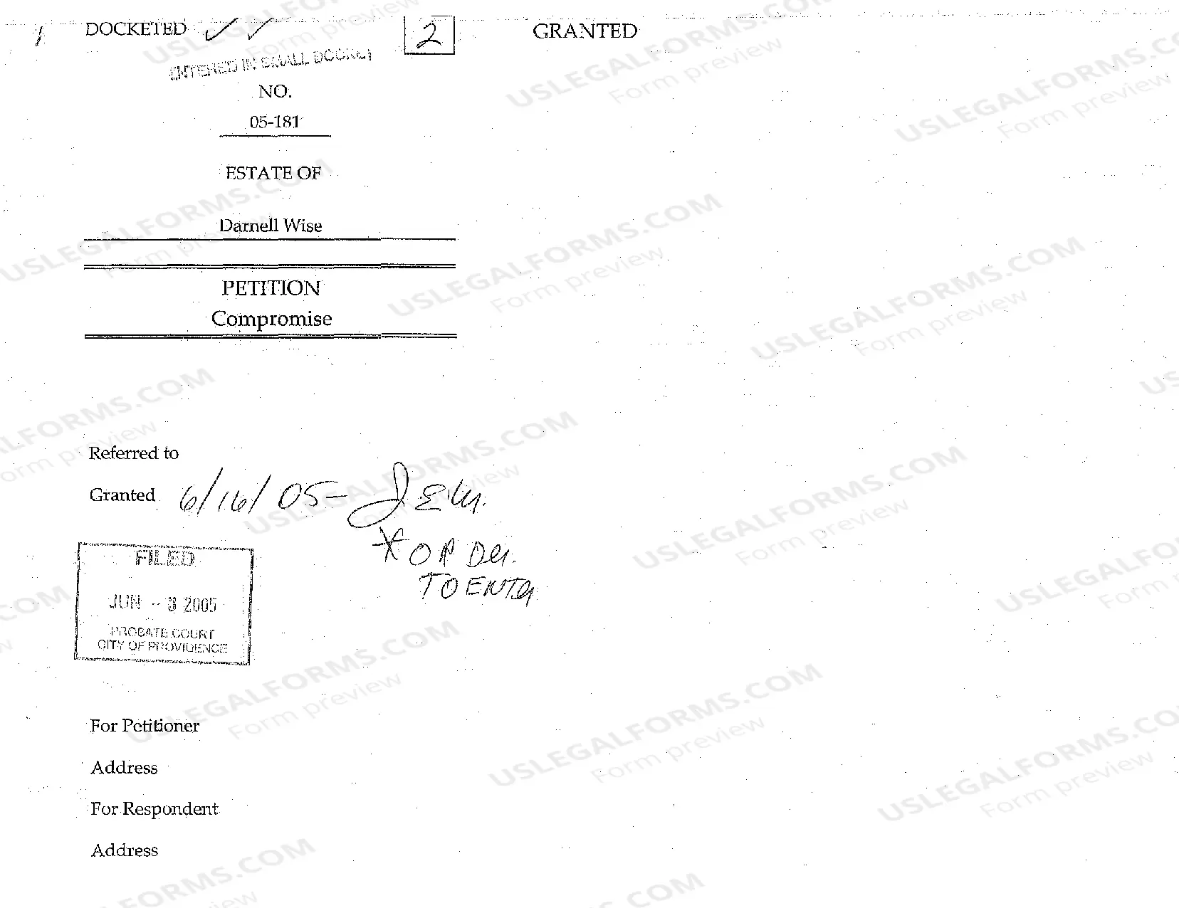 Preview A02 Motion to Compromise Claim for Permission to Settle Wrongful Death Action