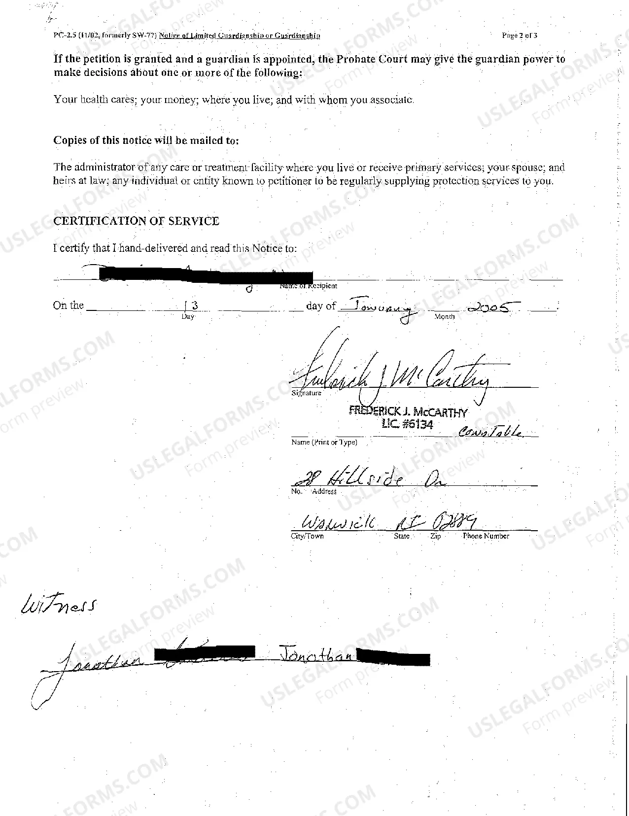 Preview A06 Notice that Petition for Limited Guardianship Has Been Filed