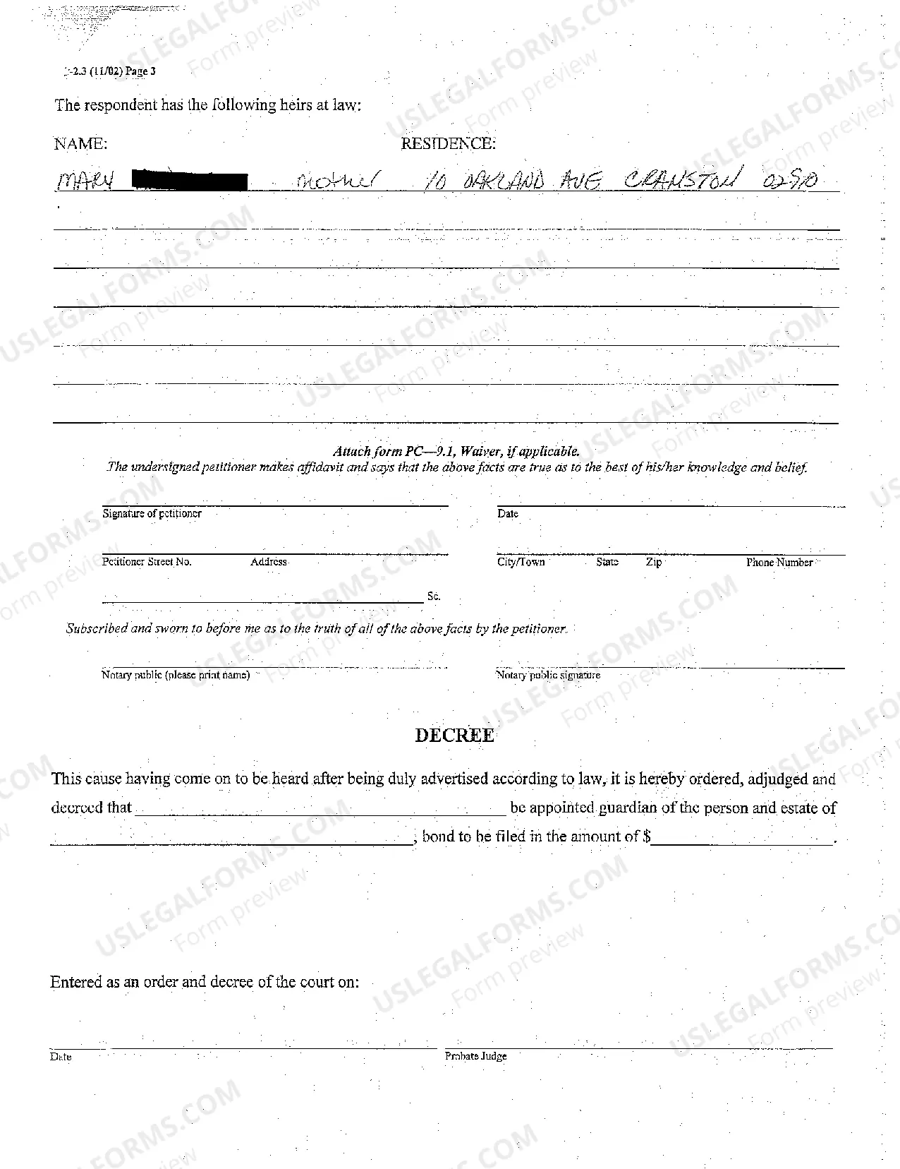 Preview A03 Petition for Limited Guardianship or Guardianship