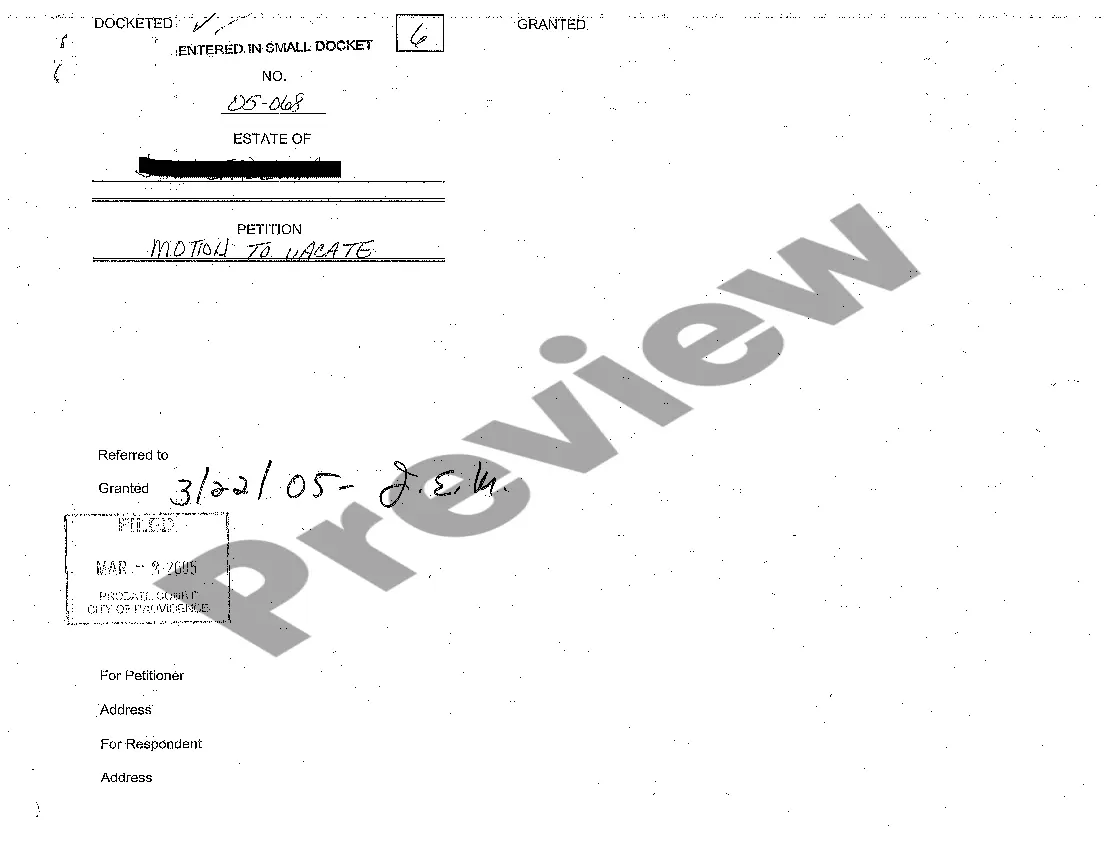 Get A06 Motion to Vacate and Dismiss the Appointment of Administratrix of Decedent's Estate Preview A06 Motion to Vacate and Dismiss the Appointment of Administratrix of Decedent's Estate