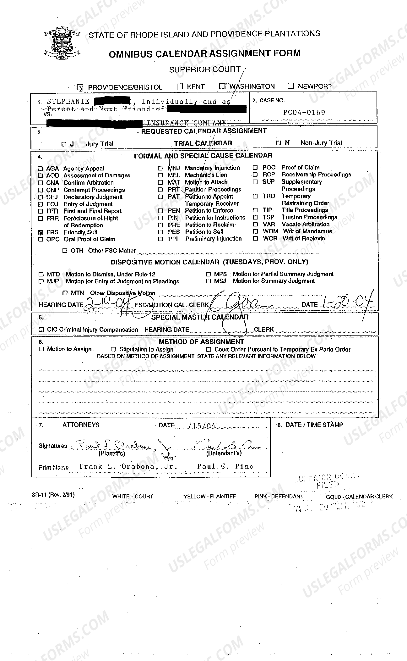 Rhode Island Complaint Against Insurance Company For Personal Injury To 