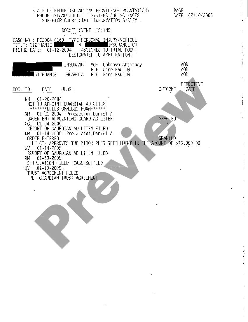 Preview A06 Guardian's Trust Agreement and Order Approving Settlement and Dismissing Case With Prejudice