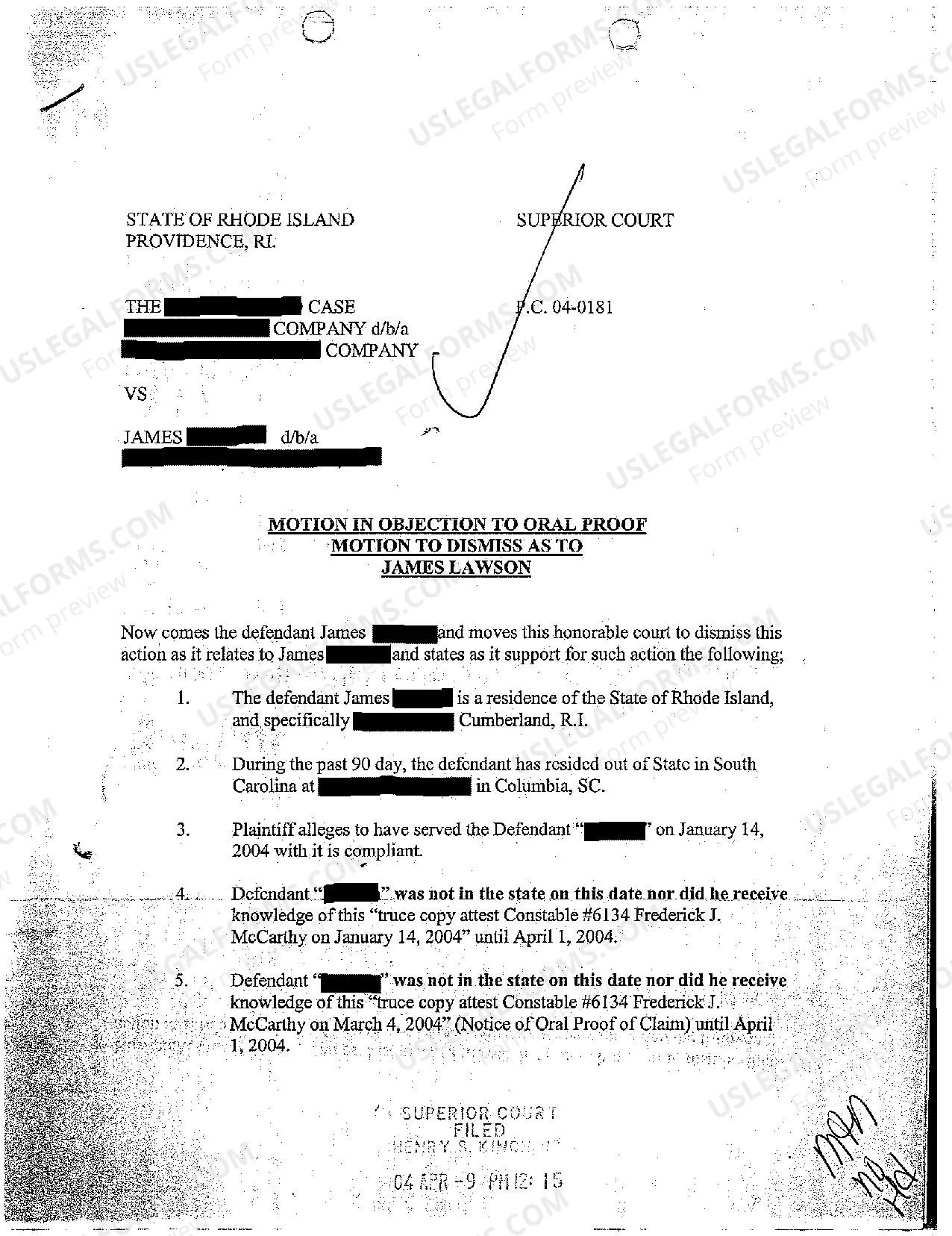 Preview A03 Motion for Hearing for Oral Proof of Claim