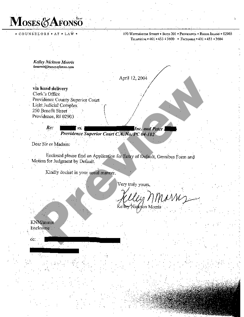 Rhode Island Motion for Judgment by Default US Legal Forms