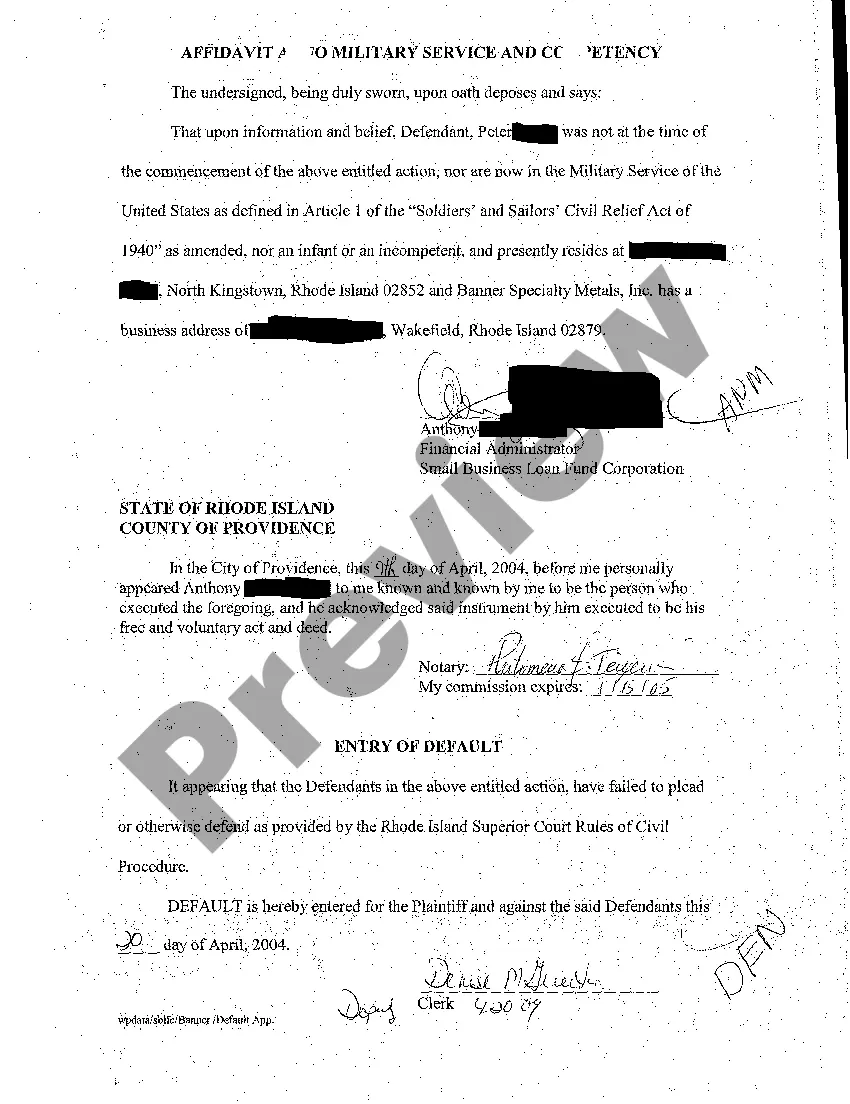 Preview A07 Application to Clerk for Entry of Default