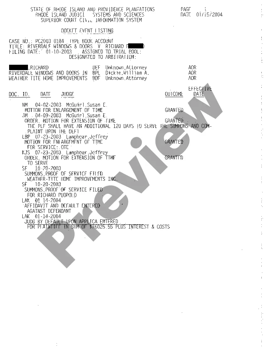 Preview A05 Judgment by Default Upon Application to Clerk