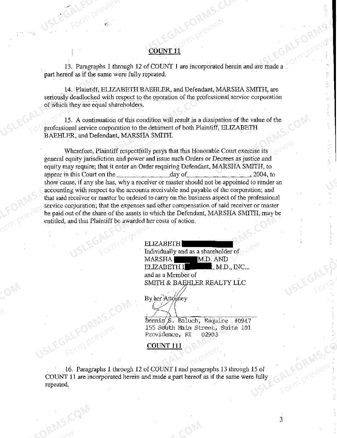 Preview A01 Complaint Breach of Agreement Pay Joint Debts With Excess Profits from Refinancing Jointly Owned Property