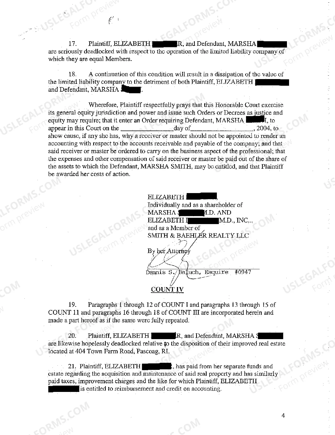 Preview A01 Complaint Breach of Agreement Pay Joint Debts With Excess Profits from Refinancing Jointly Owned Property