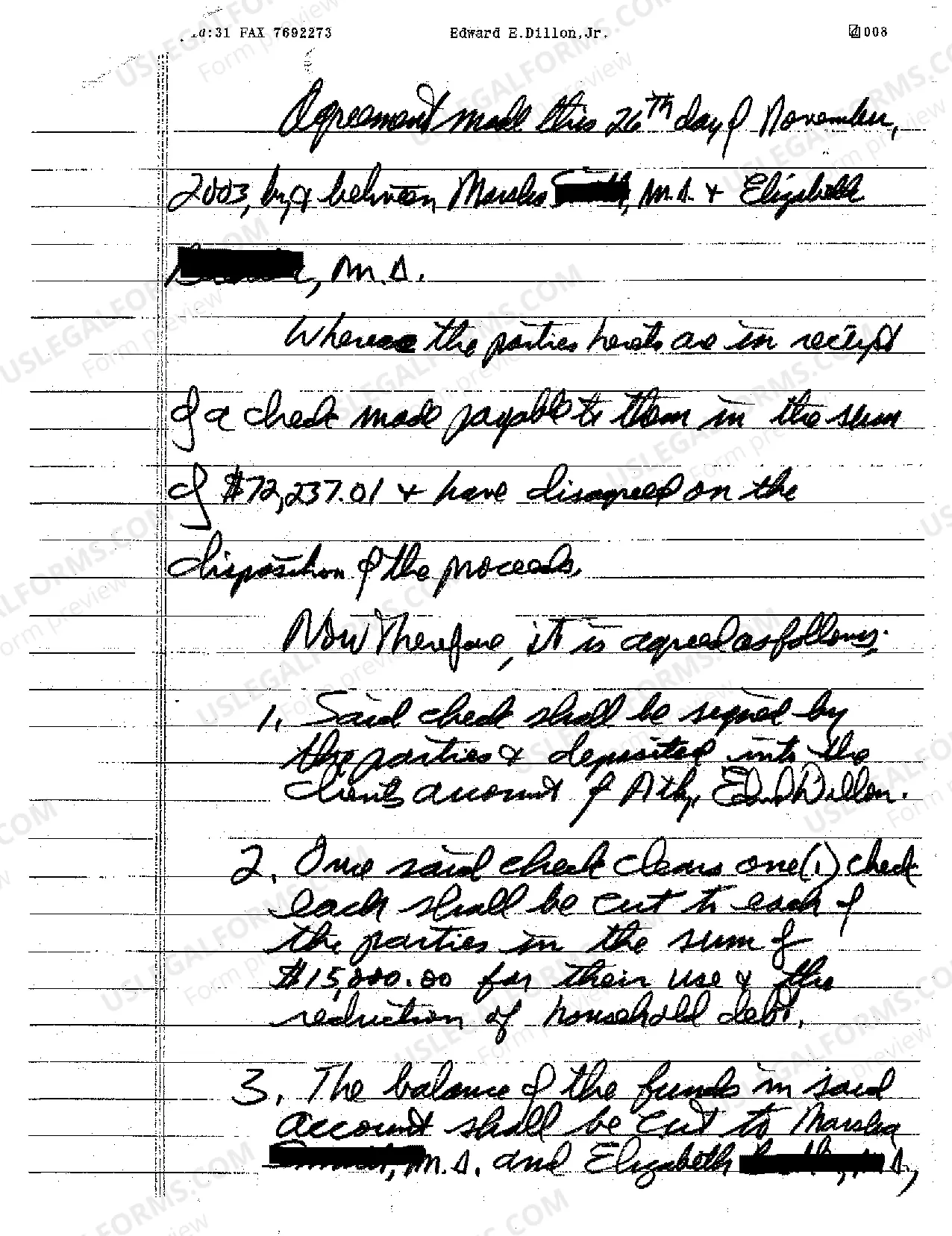 Preview A01 Complaint Breach of Agreement Pay Joint Debts With Excess Profits from Refinancing Jointly Owned Property