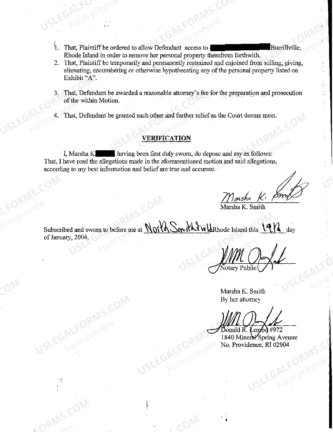 Preview A02 Defendant's Motion for Restraining Order