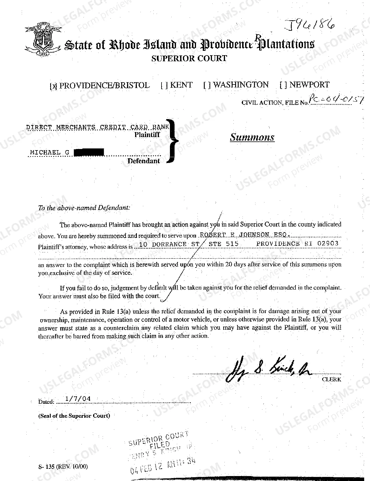 Preview A01 Complaint for Breach of Credit Card Agreement