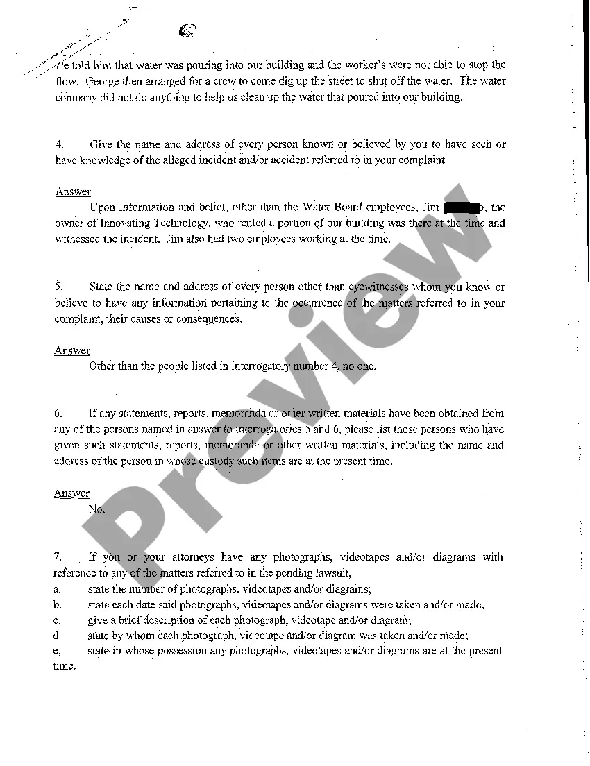 Preview A08 Plaintiff's Answers to Defendant's Interrogatories