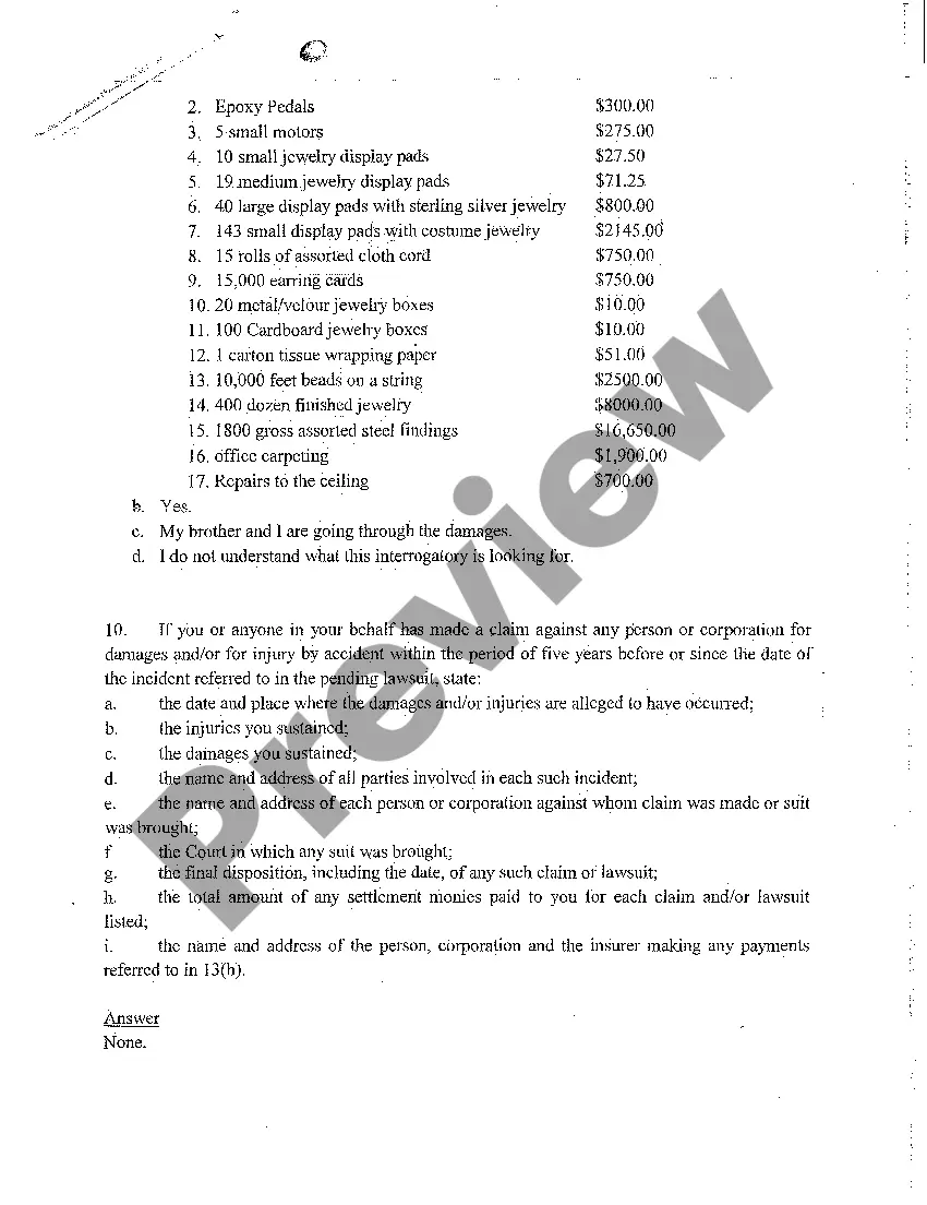 Preview A08 Plaintiff's Answers to Defendant's Interrogatories