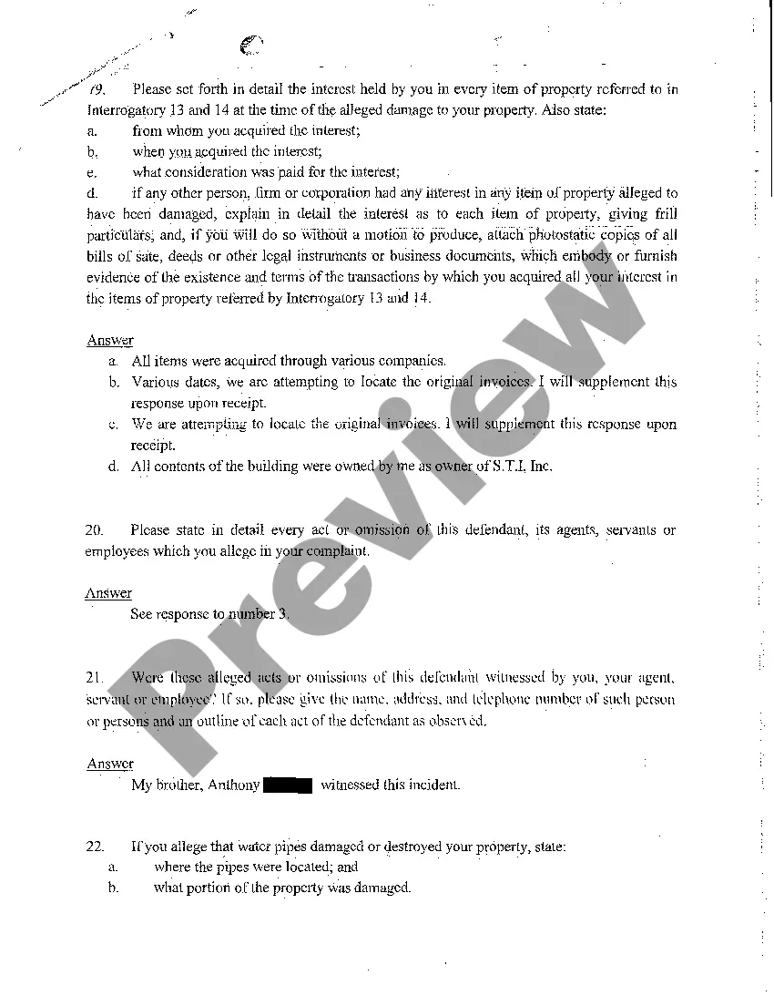 Preview A08 Plaintiff's Answers to Defendant's Interrogatories