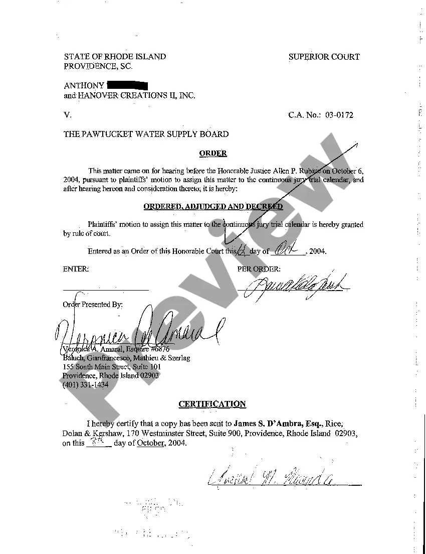 Preview A15 Motion to Assign Case to Docket for Trial