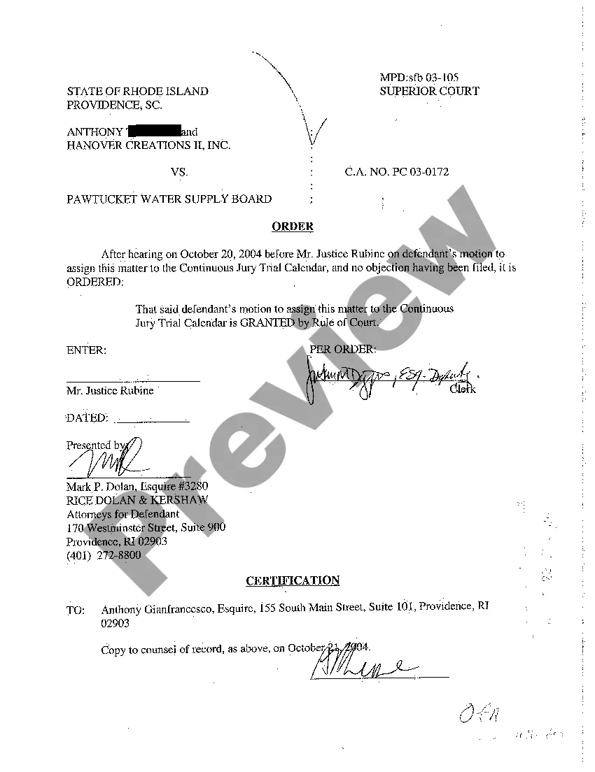 Preview A15 Motion to Assign Case to Docket for Trial