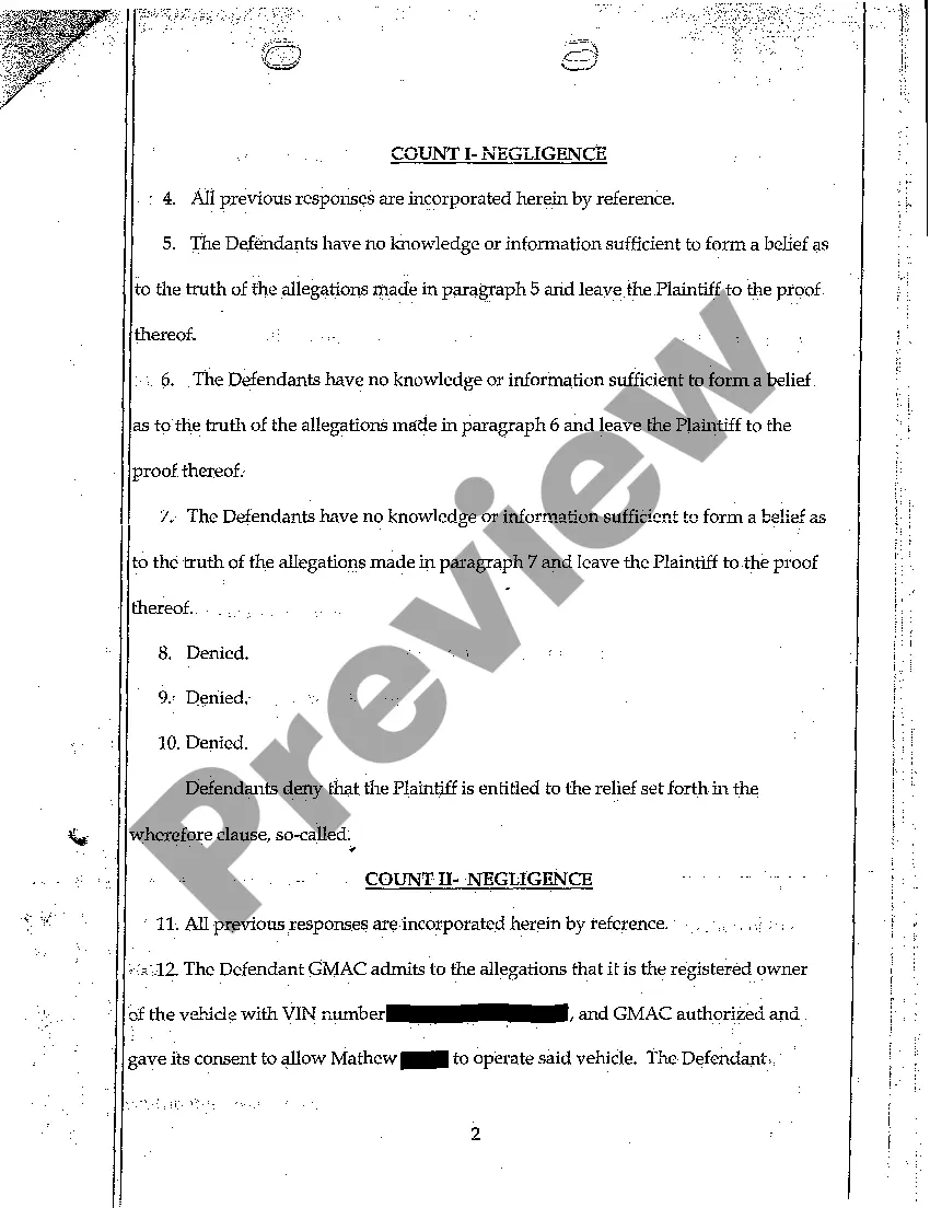 Preview A02 Answer of Defendants to Plaintiffs Complaint