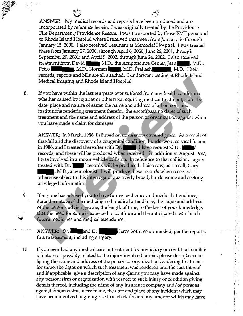 Preview A10 Plaintiff's Answers to Defendant's Interrogatories