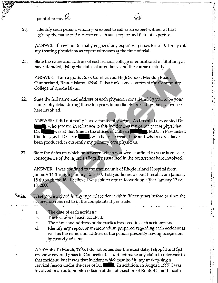 Preview A10 Plaintiff's Answers to Defendant's Interrogatories