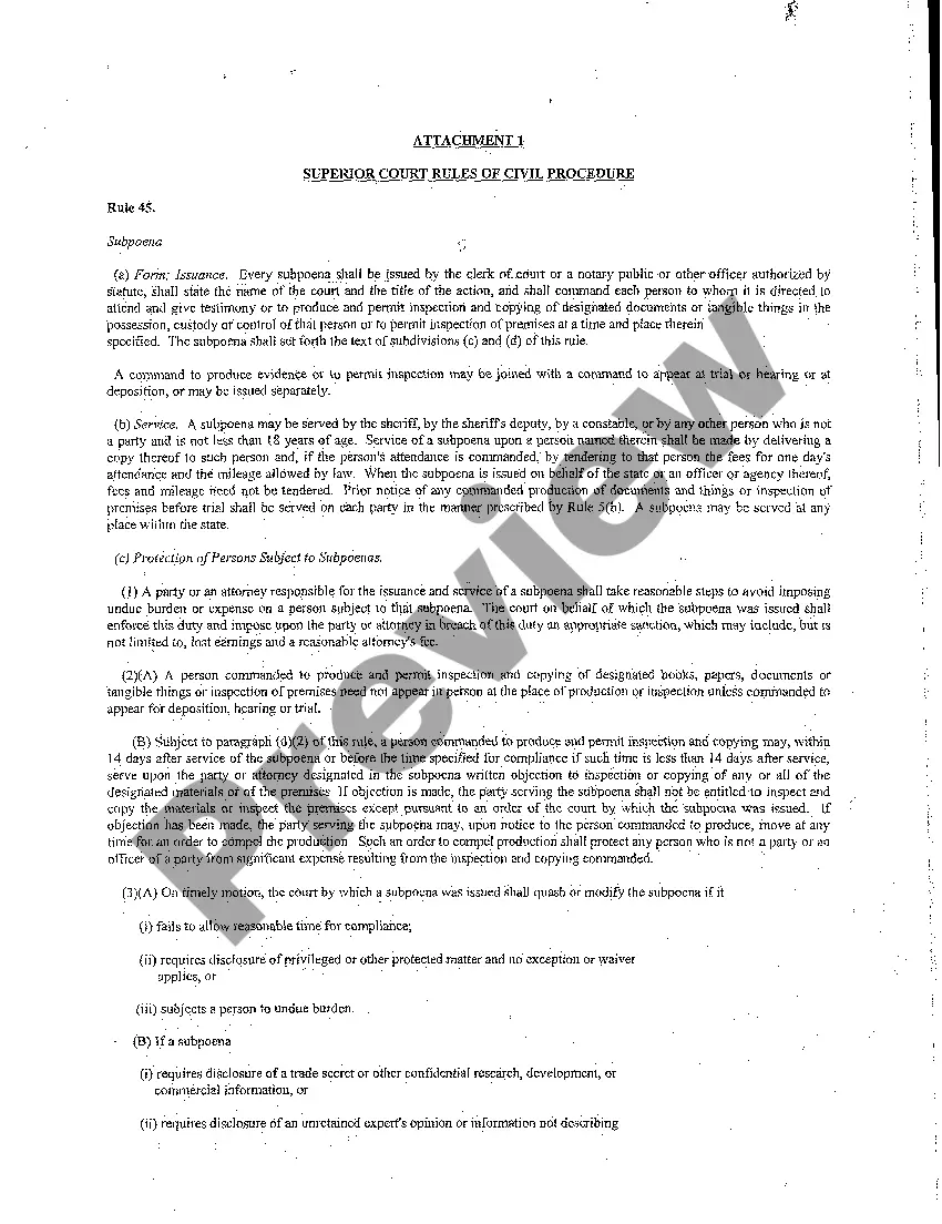 Preview A13 Certificate of Notice of Right to Challenge Subpoena