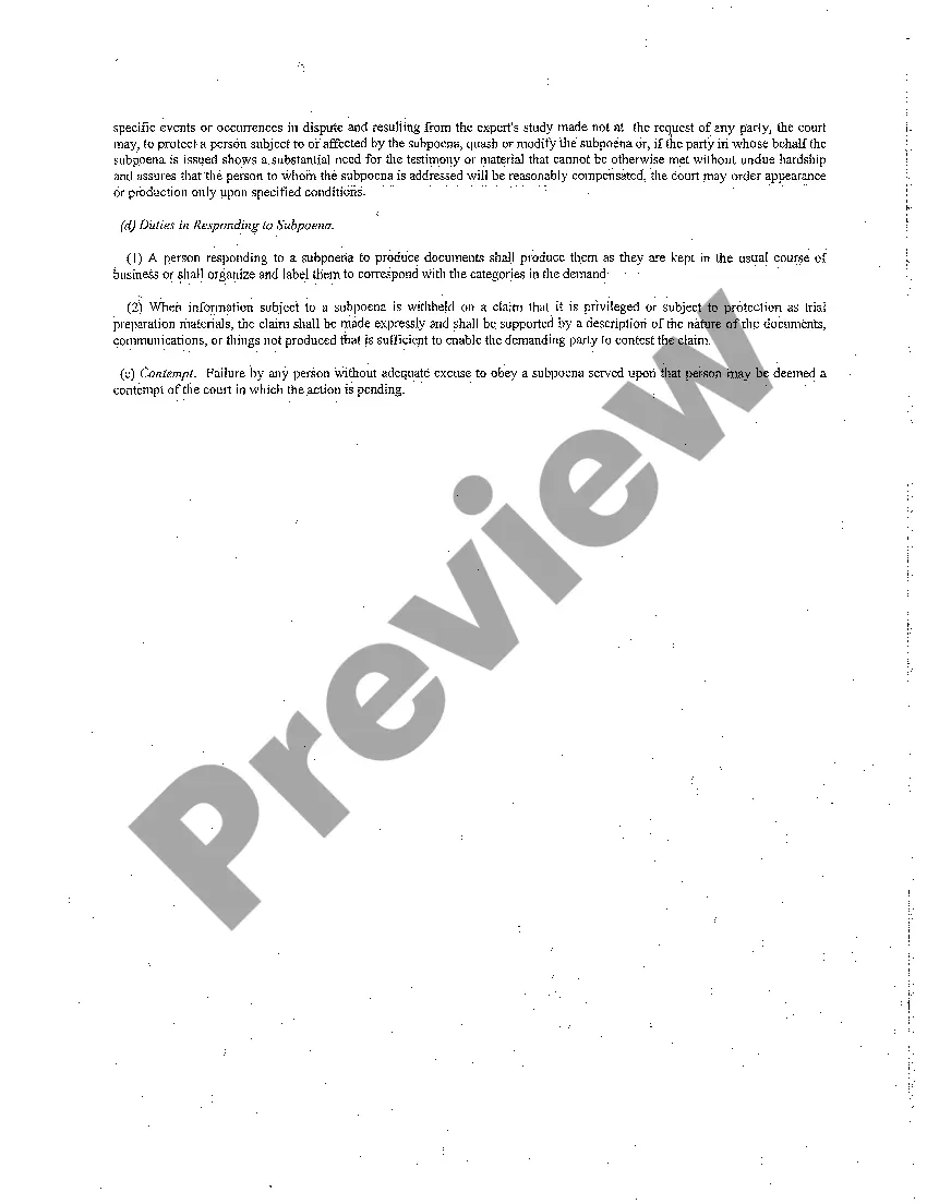 Preview A13 Certificate of Notice of Right to Challenge Subpoena