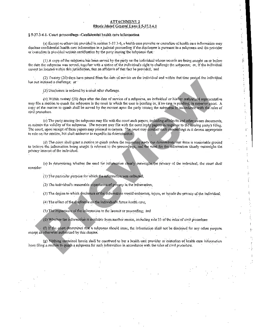 Preview A13 Certificate of Notice of Right to Challenge Subpoena