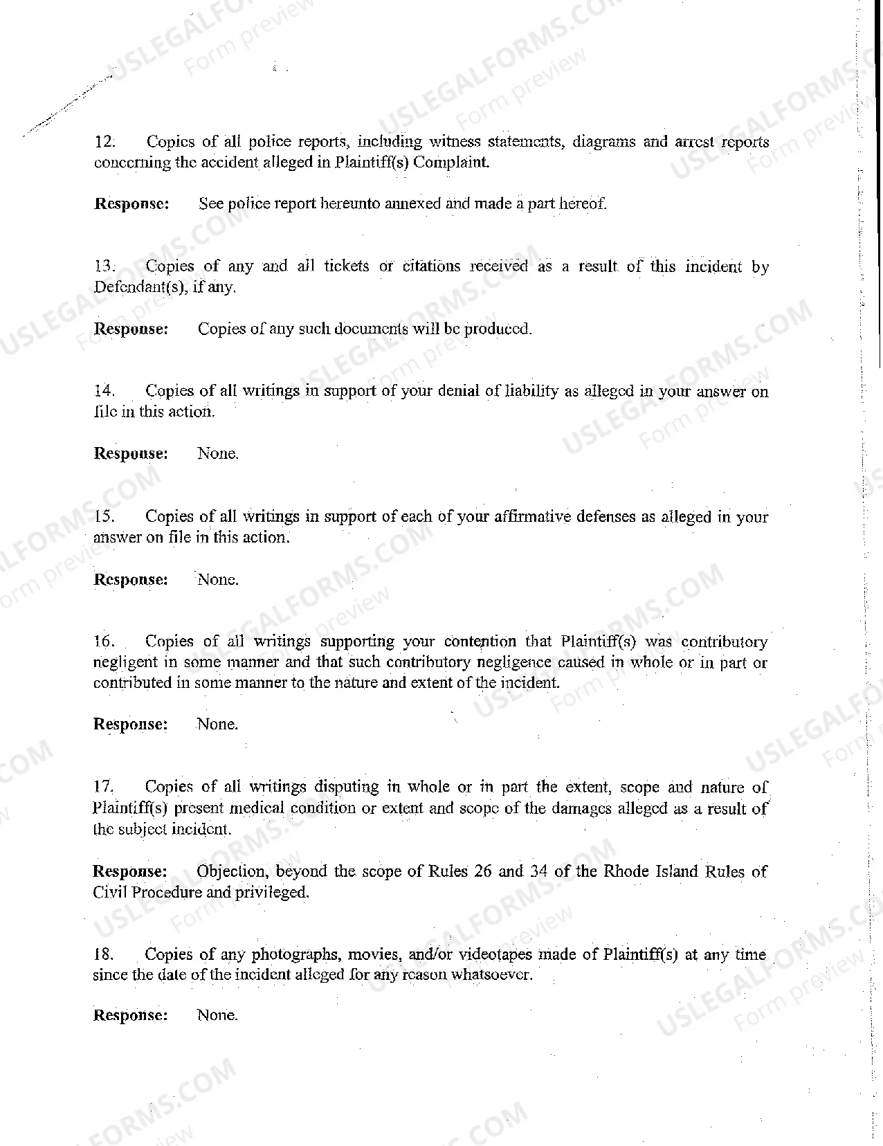 Preview A14 Response of Defendant to Plaintiff's Request for Production