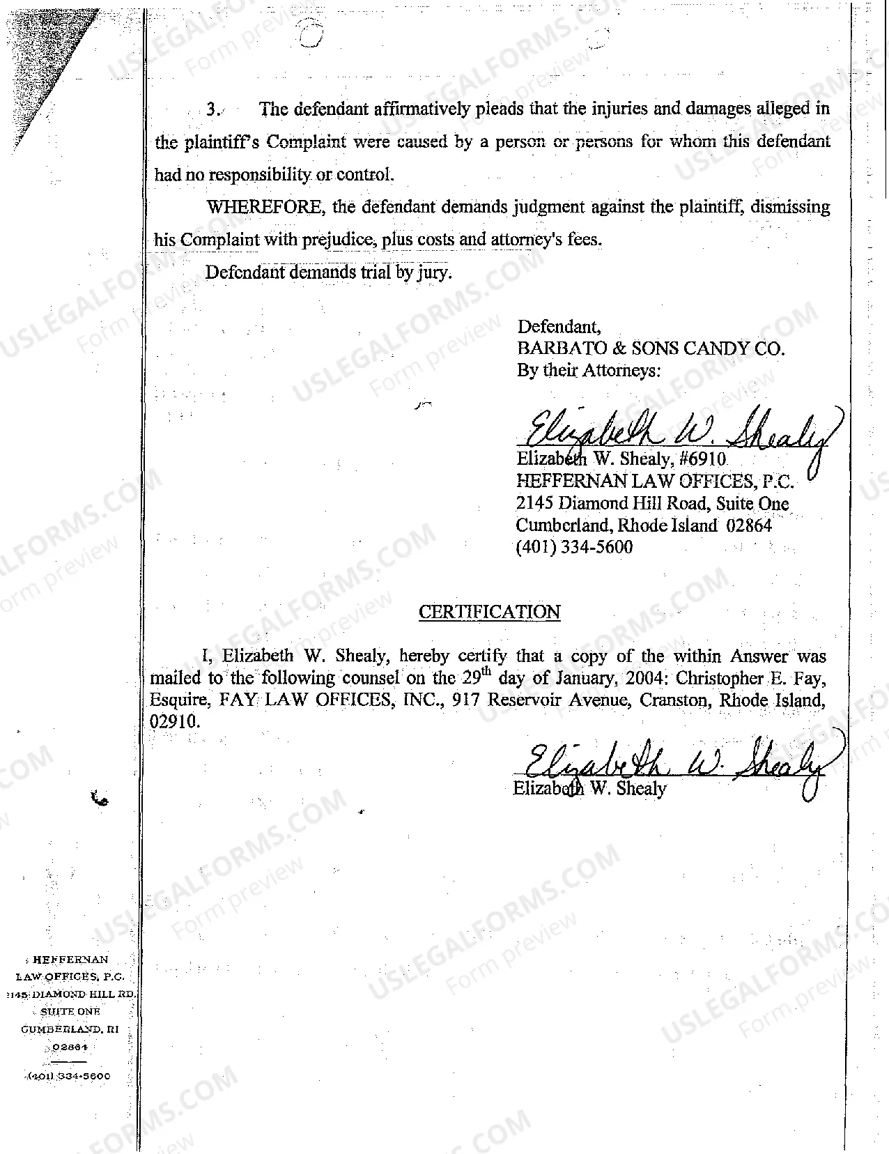 Preview A04 Answer of Defendant