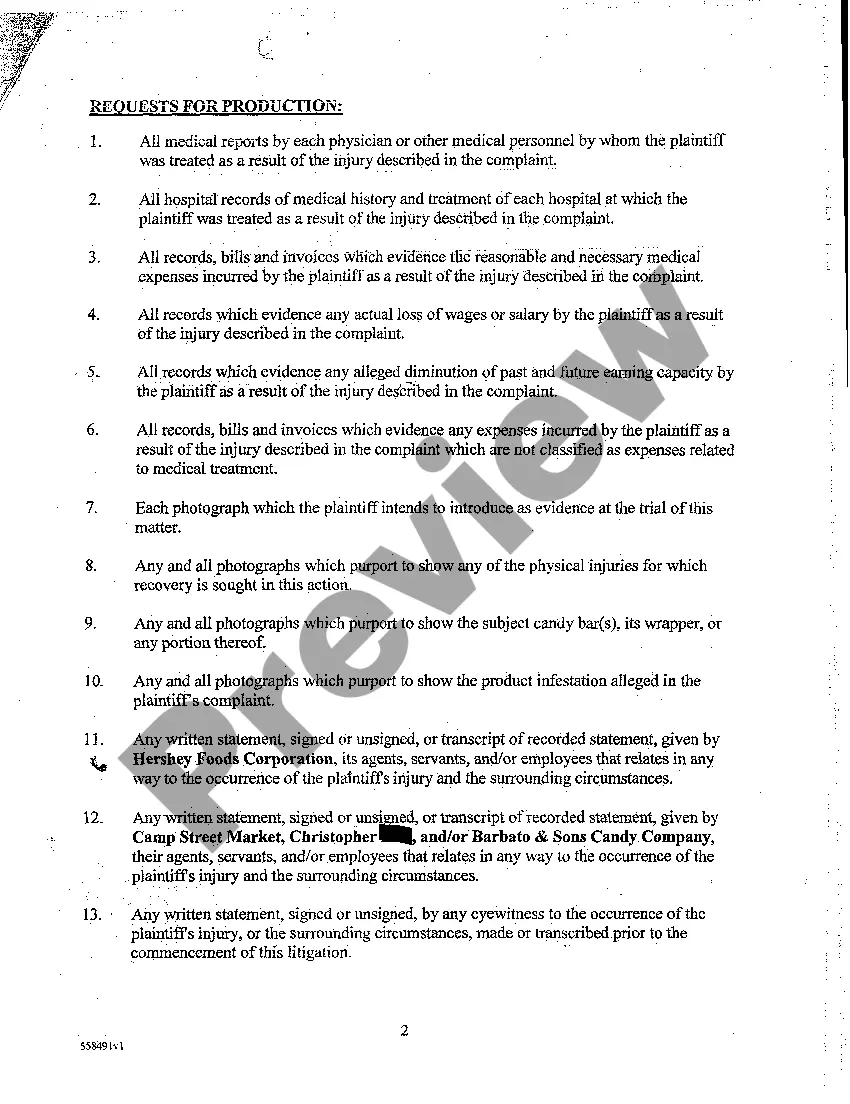 Preview A07 Defendant Hershey's Document Production Request Propounded to Plaintiff