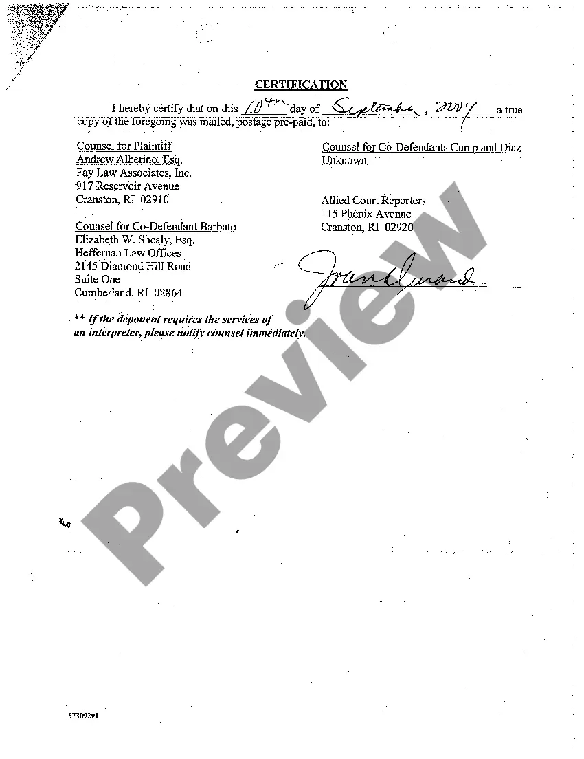 Preview A42 Notice of Deposition of Plaintiff