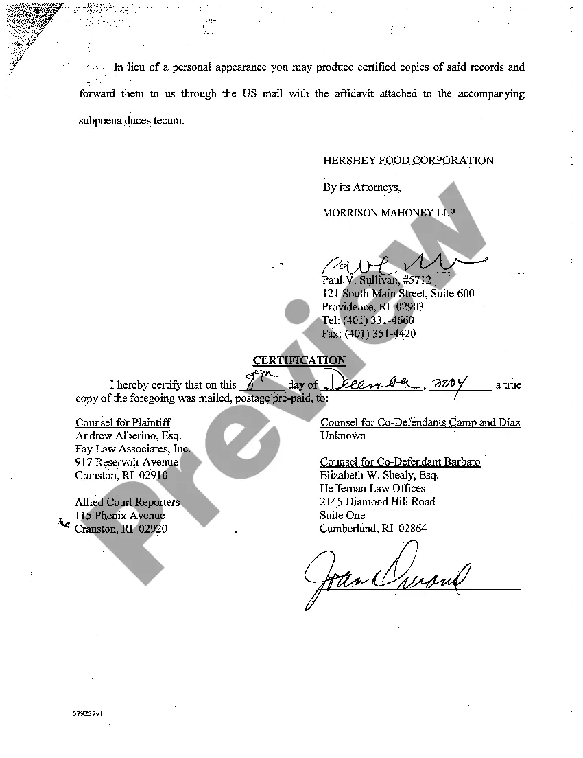 Get A45 Notice of Deposition of Record Keeper for State of Rhode Island Preview A45 Notice of Deposition of Record Keeper for State of Rhode Island