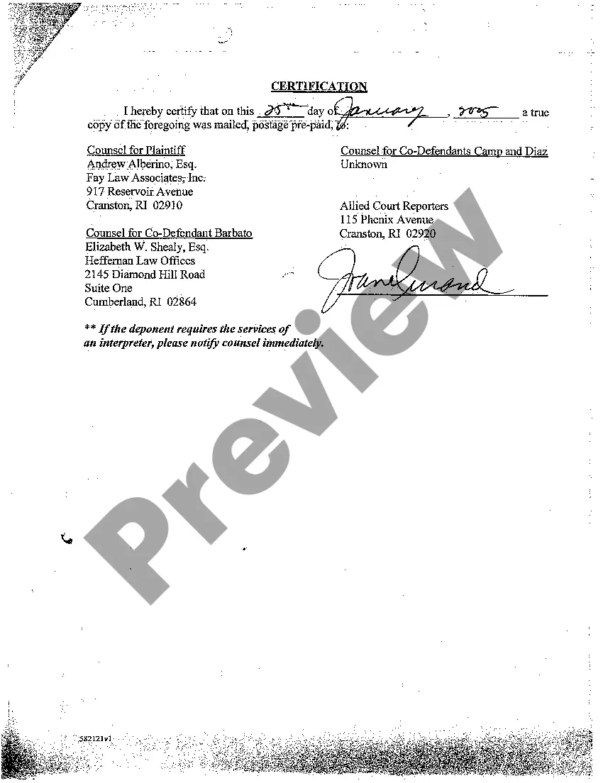 Get A45 Notice of Deposition of Record Keeper for State of Rhode Island Preview A45 Notice of Deposition of Record Keeper for State of Rhode Island